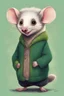 Placeholder: Green opossum wearing cardigan cute art