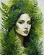 Placeholder: An abstract painting of a woman made of fern leaves