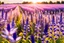 Placeholder: magic meadows with beautiful lupins, parma or purple flowers, parma or blue light effects colors, sun, realistic, beautiful blooming trees in the summertime, lupins flowers, highly detailed, high contrast, 8k, high definition, concept art, sharp focus