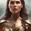 Placeholder: Wonder woman posing in front of a giant insect, futuristic design, a paradise in background, close-up face, geometric armor, female face, 3d unreal engine, black face, close up armor, church detail, lovely face