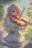 Placeholder: 10cears child girl at garden playing violin anime manga, niji, colorful