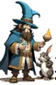 Placeholder: young Dwarven student wizard taking a rabbit out of a top hat
