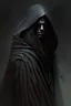 Placeholder: A dark Jedi, handsome,long hair, hooded, dark aura, ominous, tall