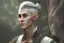 Placeholder: A Fantasy wood elf, a white masculine elf with black short hair tied up in a bun. Full body, HD