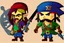 Placeholder: Cartoony and muscular Captain Jack Sparrow, showing his expensive wrist watch, Legend Of Zelda: Wind Waker style, stylized, colorful, adventurous.