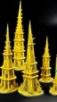 Placeholder: Yellow thunderous spires designed in ancient Egyptian hieroglyphics painted by Zosan