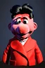 Placeholder: Waist up muppet Portrait, Kim Jong-un as muppet doll, black suit, photo studio, red background, unreal engine 5, concept art, art station, god lights, ray tracing, RTX, lumen lighting, ultra detail, volumetric lighting, 3d.