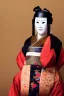 Placeholder: Portrait lady wearing a noh mask, full body shot, full-color medium shot, style of Japanese noh masks