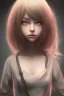 Placeholder: Realistic misterious Anime girl close and personal in warm abstract background