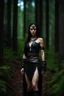 Placeholder: 20 year old female tracker, dark fantasy, in a forest