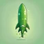 Placeholder: green rocket cartoon stylized