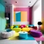 Placeholder: a photo of a gorgeous modern colorful soft interior minimalistic design.