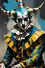 Placeholder: Digital Art of merry harlequin embodying the essence of merriment in a , minimalist approach, influenced by Luis Miranda, Jeremy Mann, Jeffrey Catherine Jones, blends conceptual art with elements of painting and illustration, somber tones, fragmented souls, shadow play, diffuse textures, abstract forms, digital painting, high conceptuality, palette inspired by Jeffrey Catherine Jones, golden ratio composition, fine detail, cinematic lighting.