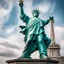 Placeholder: the statue of liberty kicking Donald Trump in the nuts, he is doubled over in pain
