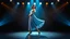 Placeholder: very beautiful 1 lady with makeup bob hair pretty long skirt and bluose high heels, full body dancing gracefully in modern stage,dynamic lights