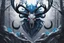Placeholder: Venom Shadow symbiote in 8k realistic anime drawing style, Deer skull, non-eyes, blue neon crystal Antlers, dark snow forest, intricate details, highly detailed, high details, detailed portrait, masterpiece,ultra detailed, ultra quality