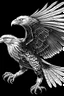 Placeholder: coloring pages for kids, black background, high resolution, 3d render, minimal bold colors of an eagle landing, illustration, poster, photo, conceptual art, painting. cartoon style, thick lines, low detail, black and white, no shading, --ar 85:110