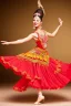 Placeholder: A lively portrait of a spain dancer, passionately performing in a vibrant, flowing dress, with the rhythm of castanets and the strumming of Spanish guitars in the air.