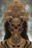 Placeholder: shiny black male African playing drums Egyptian alien, cracks in the voodoo head, wicked, eyes, crown, Elephant, 8k, finely detailed, photo realistic, tiger turquoise skull head gold dragon space alien snow skeleton gold hornytoad silver crown silver eyes playing drums