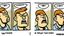 Placeholder: 2 panels left panel has customer service looking annoyed and right panel showing angry guy on cellphone