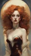 Placeholder: Vampiress, Queen of Dracula, a fiery-haired beauty with luscious curls and deep brown eyes, adorned in a regal futuristic gown that captures the essence of celestial bodies and stars. by Conrad Roset, Pino Daeni, Jeremy Mann, Alex Maleev, 16k resolution, super dramatic light, sharp focus, alexander mcqueen , John William Waterhouse rudolf hausner, daniel f. gerhartz,