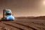 Placeholder: A Tesla 'Semi' (semi truck) is going at a high speed, at the Cydonia region on Mars. (CINEMATIC, WIDE ANGLE LENS, PHOTO REAL)