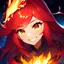 Placeholder: Goddes of fire, space, girl, cute, light orange skin, max detail, hd, laugh, red hair