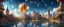 Placeholder: city with several magic and beautiful small garden and great building, a magnificent environment, faceted dome, lake. infinitely many details. starry sky, sparkles high definition, 4k, cosmic star sky, steampunk medieval airships outside a vast busy castle, magically powered, ethereal, leather hot air balloons, evening time , sun set, blue sky, dynamic white clouds, magnificent, vibrant, hdr, 4k, 8k, watercolour , low a aesthetic, Mysterious sketch