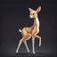 Placeholder: full body of a bald white tail deer, sultry, seductive, standing with a front leg lifted. with big smile, looking back, and big eyes looking back , tail upward, on flat background, in the style of 'My Little Pony' and Bambi, fantastic lighting