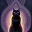 Placeholder: powerful muscular mystical black cat sits on a psychedelic mushroom