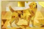 Placeholder: style of paul klee Golden retriever dog