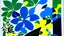 Placeholder: An exquisite minimalist illustration by Matisse featuring a serene garden adorned with simple, geometric shapes of flowers. Electric green and yellow leaves and petals contrast against a light background, while bold blue outlines define the shapes. The cutout style creates a harmonious balance of color and form.