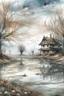 Placeholder: The place where the Dream and its followers live. A reflection of the sky. Watercolor, new year, fine drawing, beautiful landscape, pixel graphics, lots of details, delicate sensuality, realistic, high quality, work of art, hyperdetalization, professional, filigree, hazy haze, hyperrealism, professional, transparent, delicate pastel tones, back lighting, contrast, fantastic, nature+space, Milky Way, fabulous, unreal, translucent, glowing