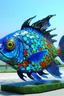 Placeholder: Mandarin Fish Installation, diving into the sea, head into the sea