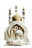 Placeholder: Lamb - Islamic decoration - mosque - food - white background steam