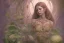 Placeholder: Lilith, Goddess, tropical flowers, realistic heart drawing, crystals, tropical leaves, sacred altar, Fantasy home.Enki Bilal