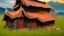 Placeholder: wooden house in the highlands of mongolia