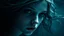 Placeholder: portrait pale skin shadow eyes, void, pain, hyper-realistic detail, floats in deep sea, Dark sea tendrils in her hair, and around, abyss, shadows, fog, Style crepy stunning, dark, surreal vibe underwater and meticulous detail clean pale skin and face. dark shadow and weird mood