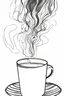 Placeholder: A minimalism drawing one line coffee cup with the aroma vape turning in to a abstract outline of a male face black ink on white background