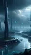 Placeholder: sci fi planet, rainy city, beautiful scenery