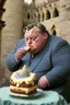 Placeholder: sad fat viktor orban eating cake in a castle