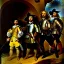 Placeholder: oil portrait of The Three Musketeers and d'artagnan with armor by Rembrandt 8k