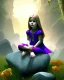 Placeholder: A young vampire girl sitting on a great stone throne