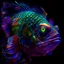 Placeholder: Portrait of a Humanoid fish, Hyperdetailed, hyper realistic, dark fantasy intricate, bright background, complex lighting, scales, red, blue, yellow, purple, green,