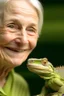 Placeholder: woman of early retirement age with the smile of a lizard