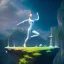 Placeholder: levitating alien yoga artist on a plattform in the air, lavo background , levitated lab equipment, 4k, Highly Detailed, Masterpiece, perfect eyes, Digital Illustration, Cinematic Lighting, Realistic, Sharp Focus, Centered, Beautifully Lit, Bioluminescent by Stanley Artgerm Lau