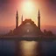 Placeholder: Sultanahmet standing back to back under sky, landscape lake, sunset, illustration concept art anime