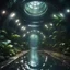 Placeholder: a lecture on alien anatomy in dark lit reflective wet jungle metallic hall dome hotel tunnel, in the style of a game,bokeh like f/0.8, tilt-shift lens 8k, high detail, smooth render, down-light, unreal engine, prize winning