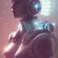 Placeholder: double exposure of a futuristic cyberpunk woman in an alien city by alessio albi --v 4