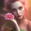 Placeholder: fairy, pink, green, beautiful, hyperrealism, masterpiece, expert, cinematic lighting, sharp focus, 8K, pastel, macro lens, woman, detailed, flower, golden hour